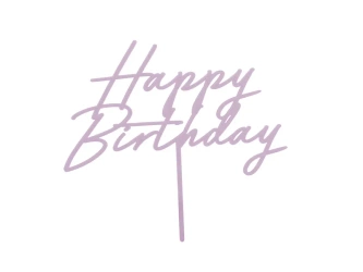 Topper akrylowy na tort - Happy Birthday - Fioletowy - 16.5 cm