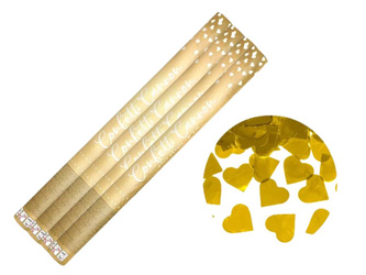 Zestaw 4x Tuba Konfetti - złote Serca - 60 cm