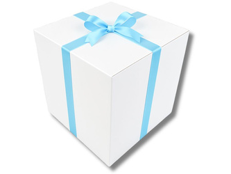 OGROMNE BIELONE PUDEŁKO KARTONOWE - z błękitną tasiemką - 60x60x60cm