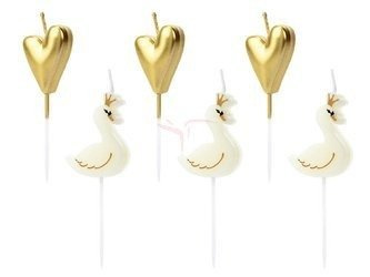 Świeczki urodzinowe - Lovely Swan - 3,5 - 4cm - 6 sztuk