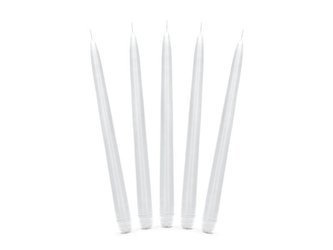 Świece stożkowe matowe - 24 cm - białe - 10 szt.