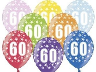 Balony Strong 30cm - 60th Birthday - Metallic Mix - 50 sztuk