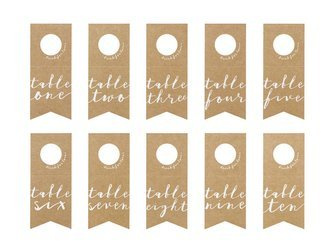 Numery na stół - Zawieszki na butelki - 8 x 18,5 cm - 10 sztuk