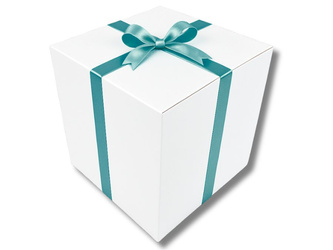 OGROMNE BIELONE PUDEŁKO KARTONOWE - z turkusową tasiemką - 60x60x60cm