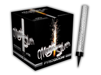 Zestaw 100x Fontanna tortowa - Srebrna - Gwiazdki - 14.5cm - 1 sztuka