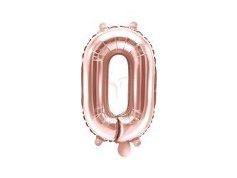Balon foliowy - Cyfra "0" - Różowe złoto - 35 cm