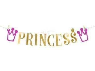 Baner imprezowy - Princess - Złoty - 13.5 x 90 cm