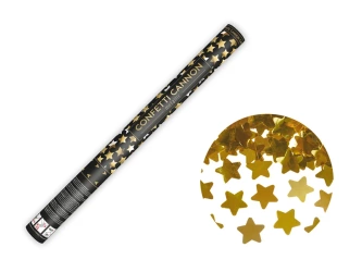 Tuba z konfetti - złote gwiazdki - 60 cm