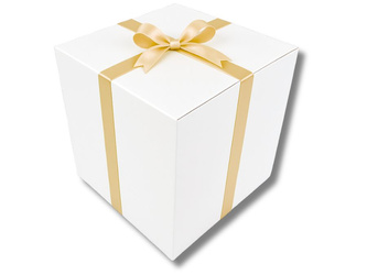 OGROMNE BIELONE PUDEŁKO KARTONOWE - ze złotą tasiemką - 60x60x60cm