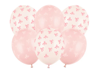 Balony 30cm - Kokardki - Różowe - 6 sztuk