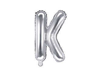 Balon foliowy - Litera "K" - Srebrna - 35 cm