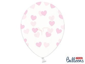 Balony Strong 30cm - Crystal Clear - Jasnoróżowe Serca - 50 sztuk