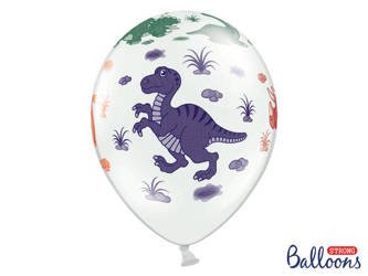 Balony Strong 30cm - Pure White - Dinozaury - 50 sztuk