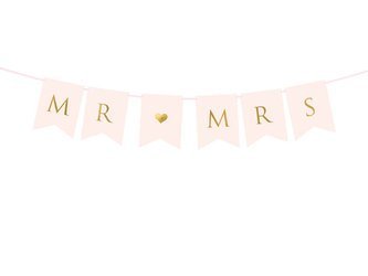 Baner - Mr ♥ Mrs - Jasnoróżowy - 15 x 85 cm