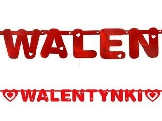 Baner metalizowany - Walentynki - Czerwony - 12 x 160 cm