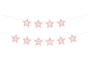 Baner papierowy - Baby shower - Jasnoróżowy - 290 x 16.5cm