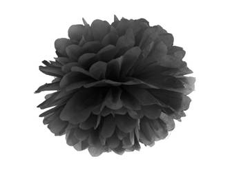 Pompon bibułowy - Czarny - 25 cm - 1 szt.