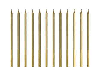 Świeczki urodzinowe gładkie - Złote - 14cm - 12 sztuk